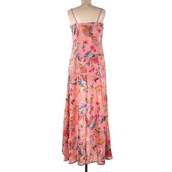 NWT Lulu’s Zinnia Blush Pink Floral Print High-Low Maxi Dress Medium - Picture 6 of 13